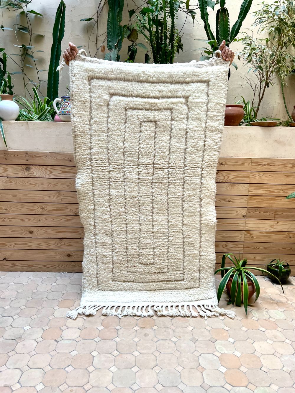 Moroccan All White Rug 150x85cm