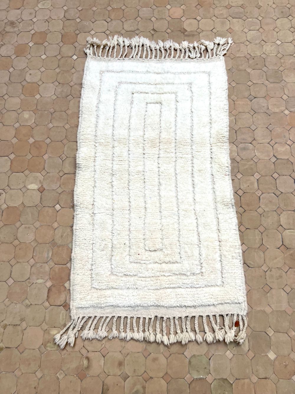 Moroccan All White Rug 150x85cm
