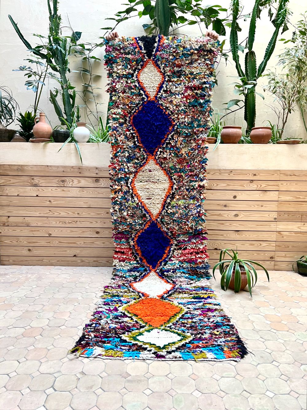 Marokkolainen vintage Boucherouite käytävämatto 285x75cm