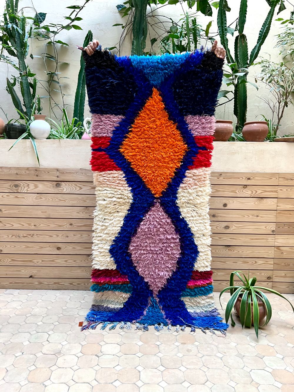 Marokkolainen vintage Boucherouite matto 165x75cm