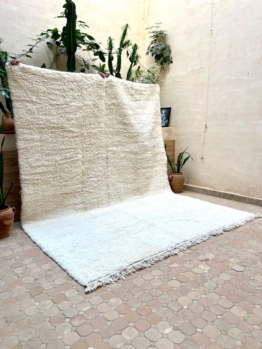 Moroccan All White Rug 330x250cm