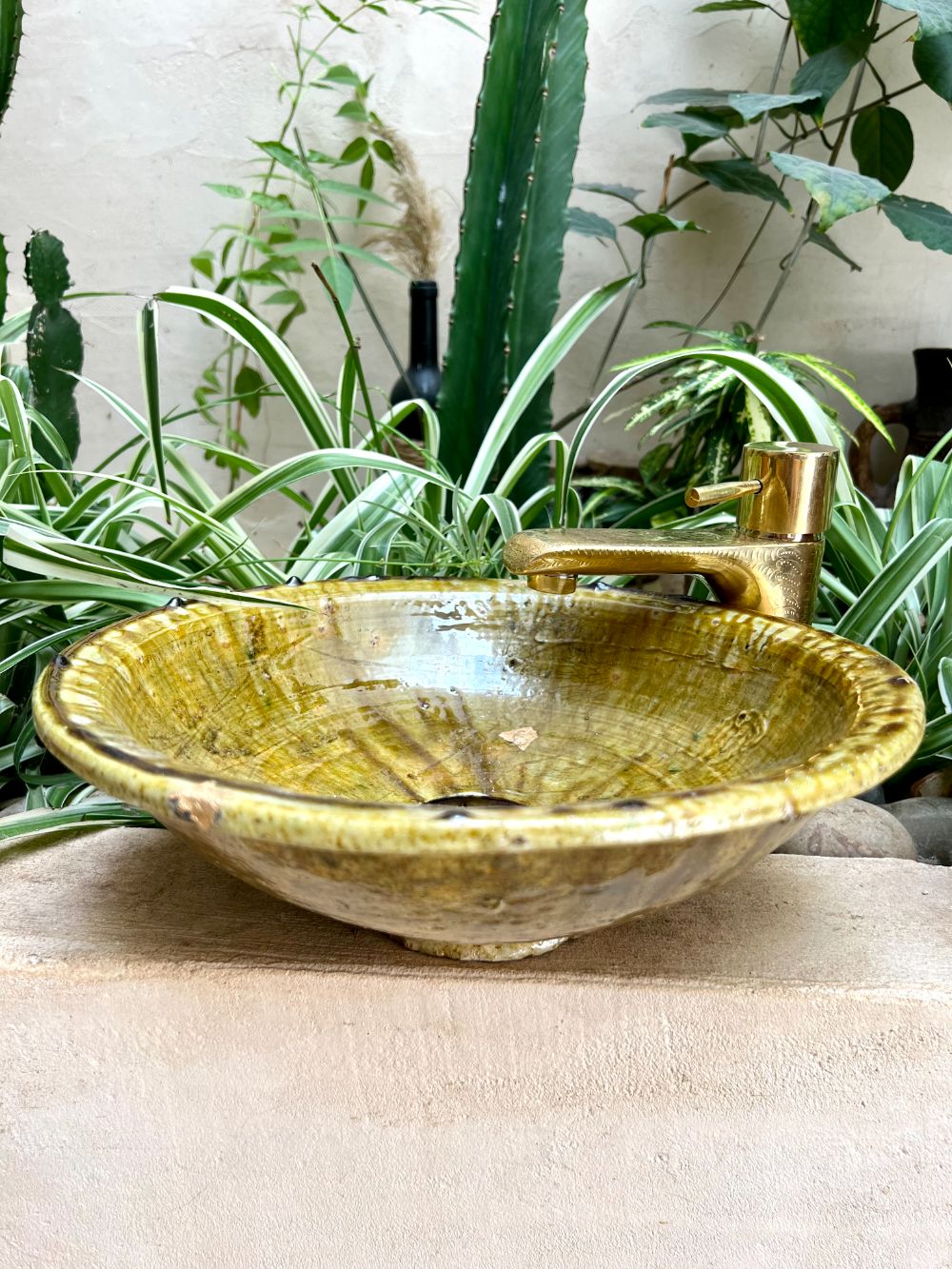 Moroccan Tamgeroute Yellow Washbasin Sink ⌀32cm