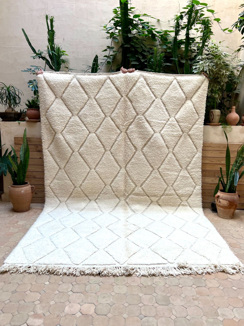 Moroccan All White Rug 300x205cm