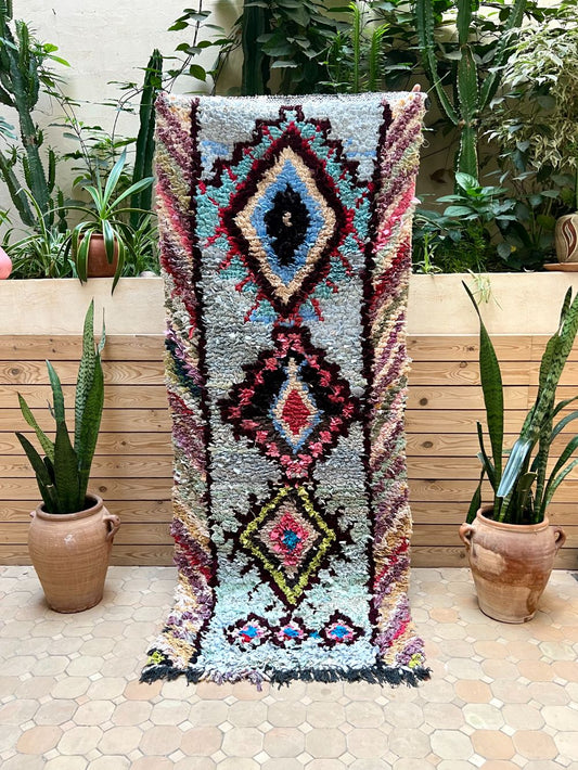 Moroccan Vintage Boucherouite Rug 200x80cm