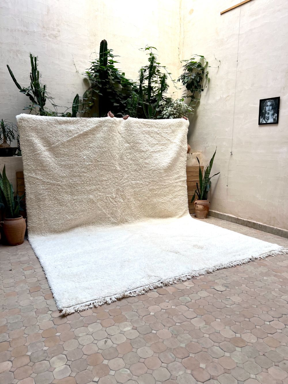 Moroccan All White Rug 340x260cm