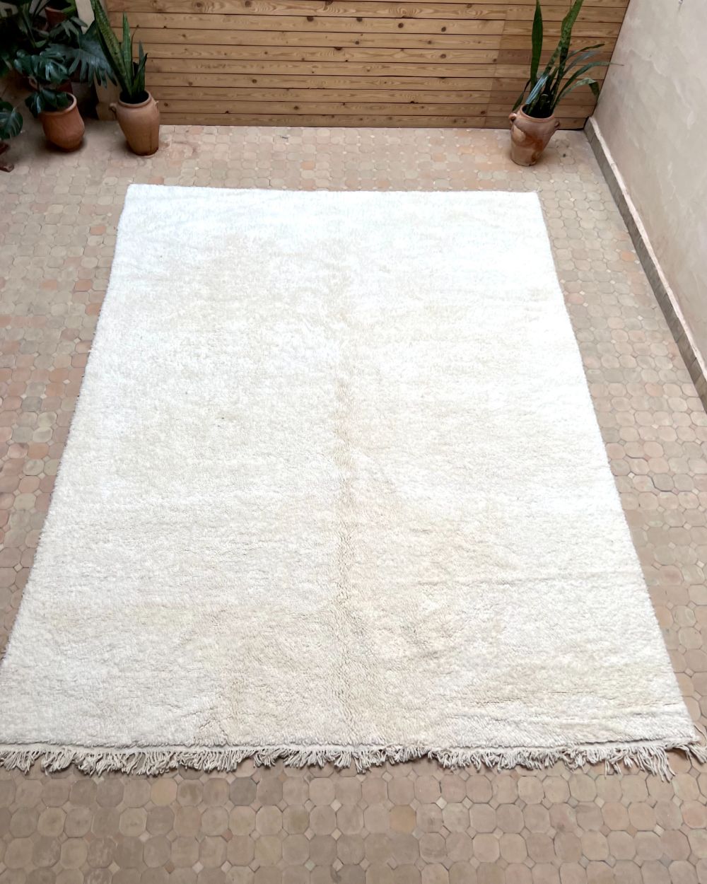 Moroccan All White Rug 340x260cm