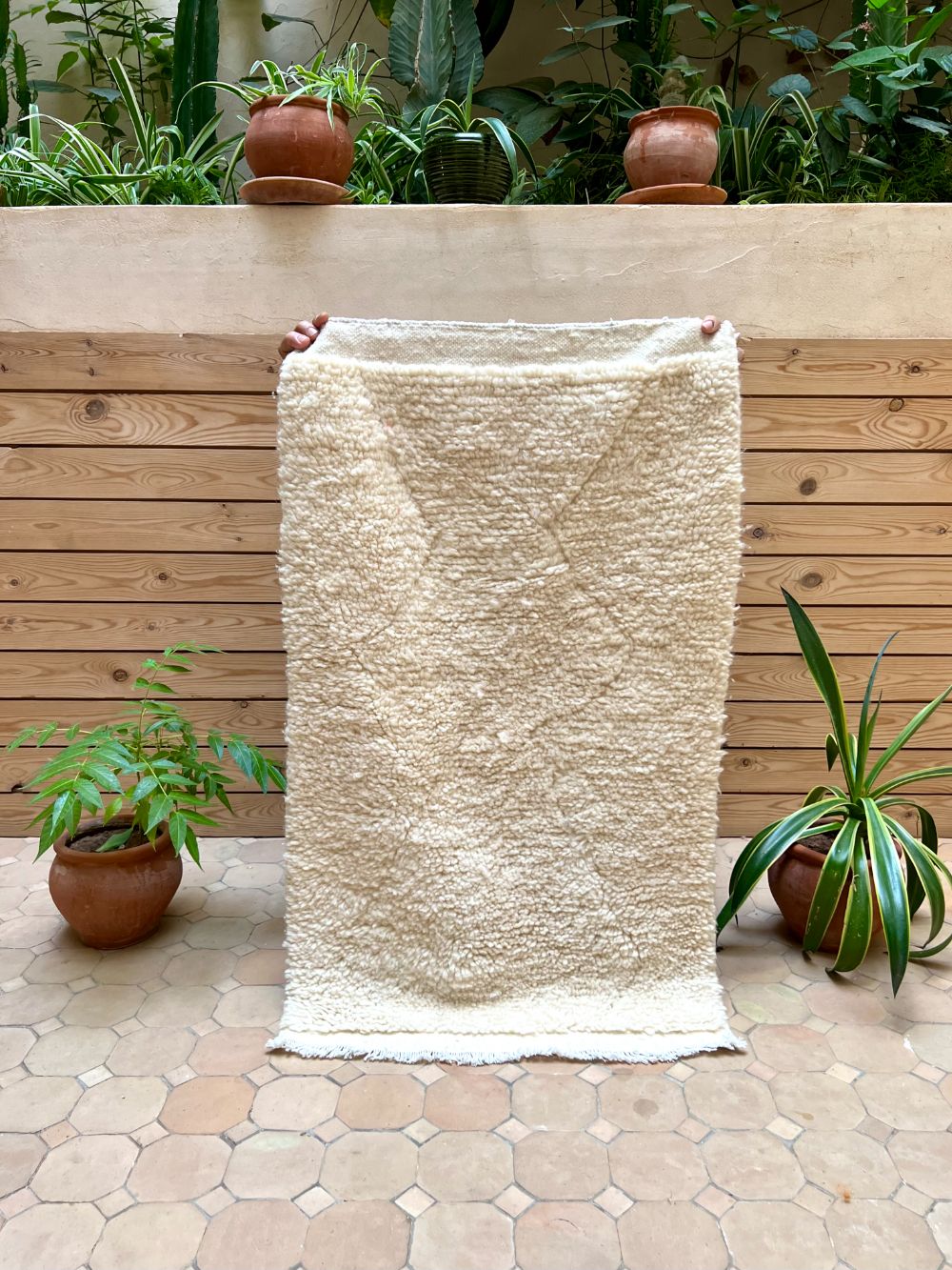 Moroccan All White Rug 95x55cm