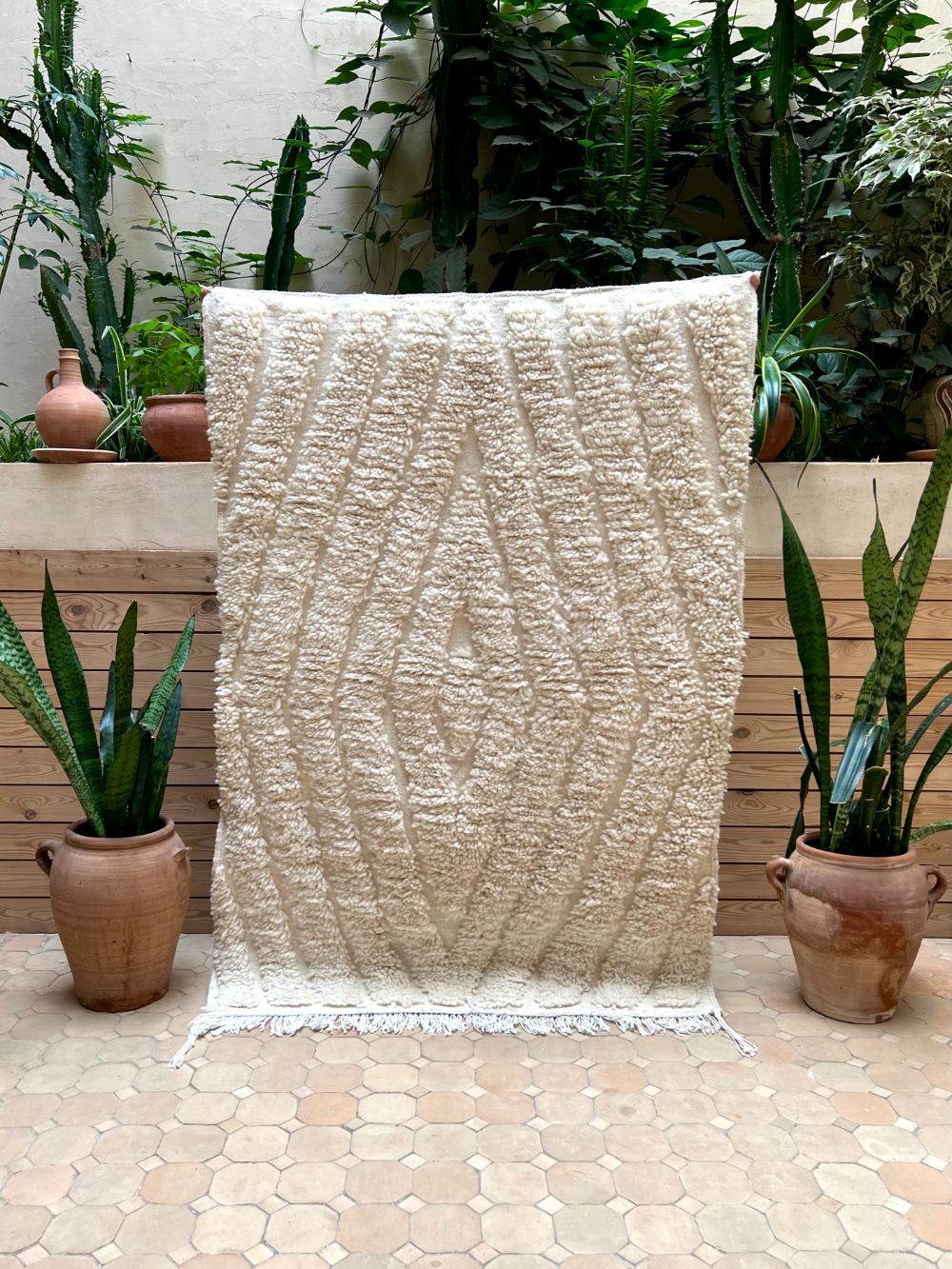 Moroccan All White Rug 150x100cm