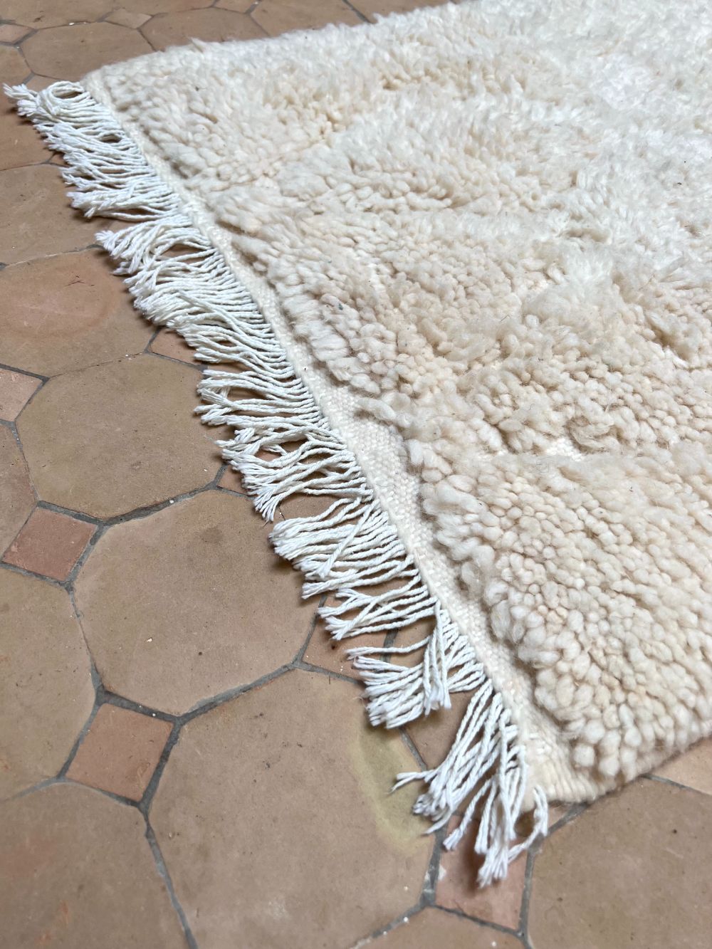 Moroccan All White Rug 90x55cm