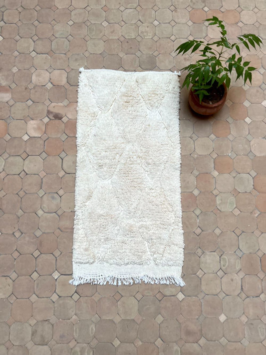 Moroccan All White Rug 110x50cm