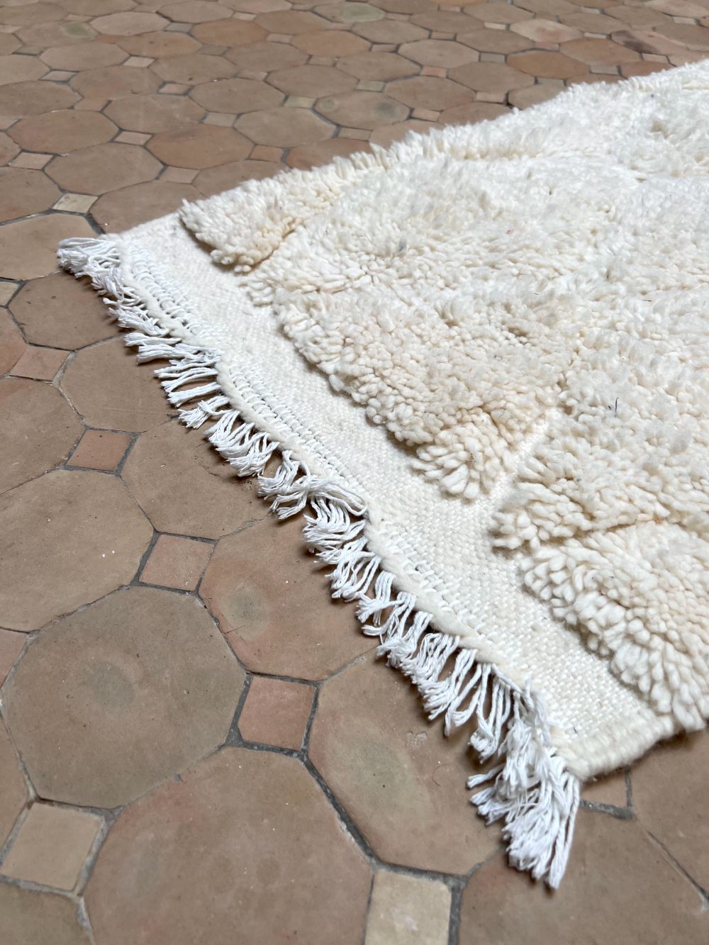 Moroccan All White Rug 110x50cm