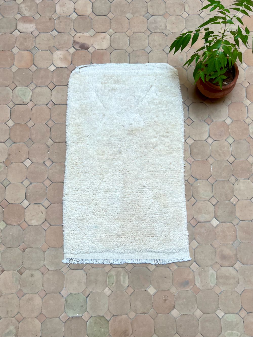 Moroccan All White Rug 95x55cm