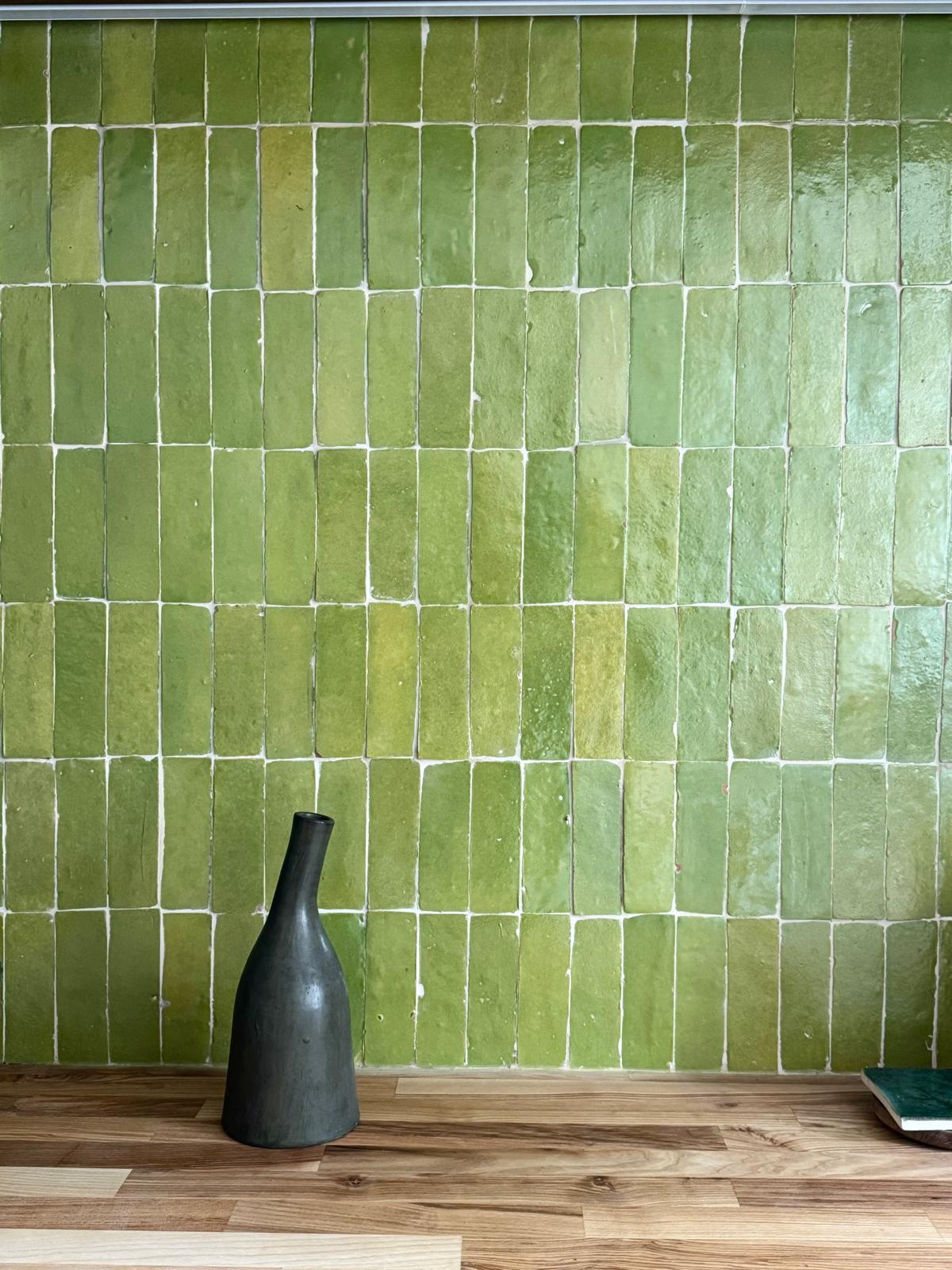 Moroccan Bejmat Tiles: Olive green