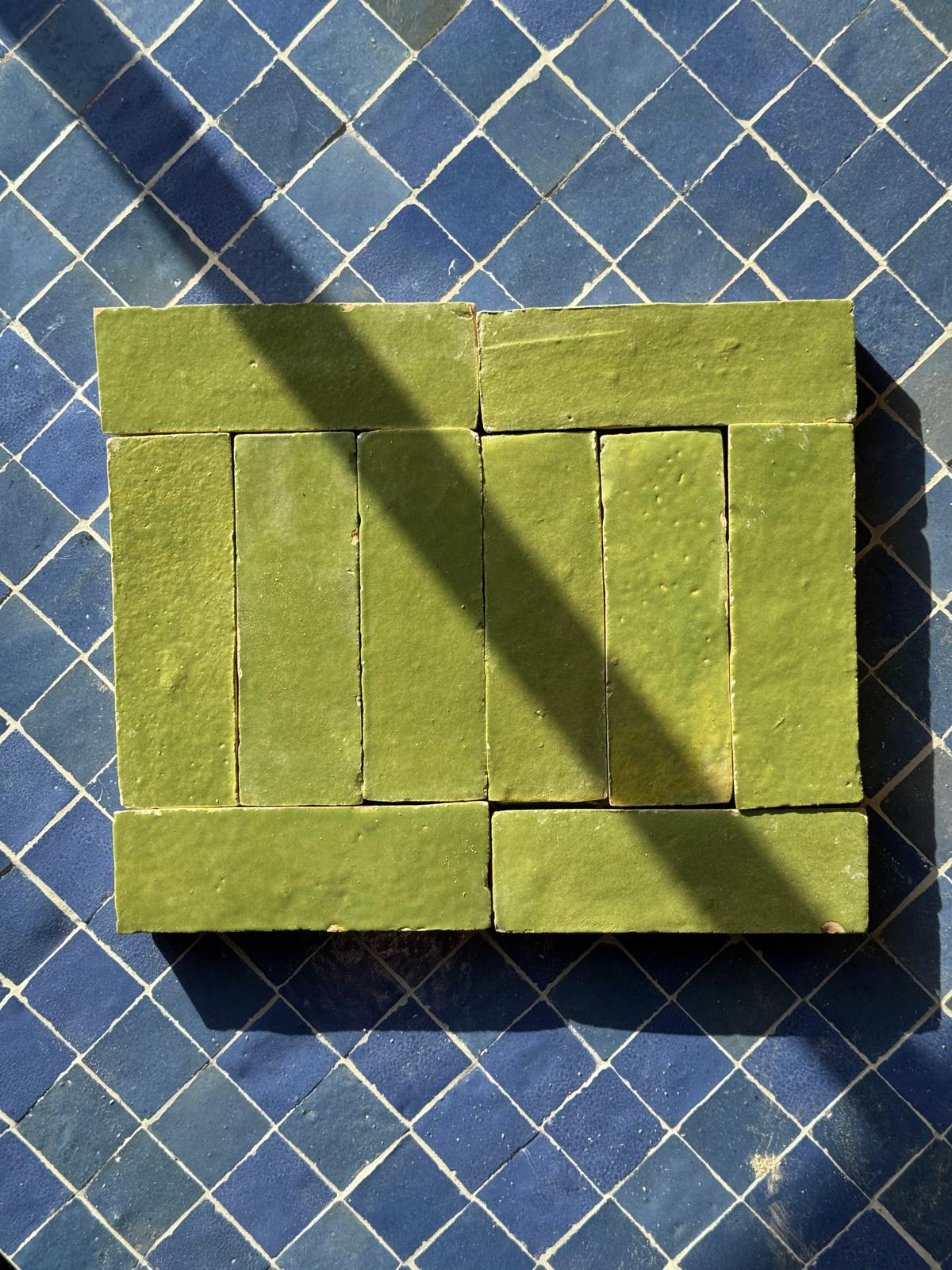 Moroccan Bejmat Tiles: Olive green