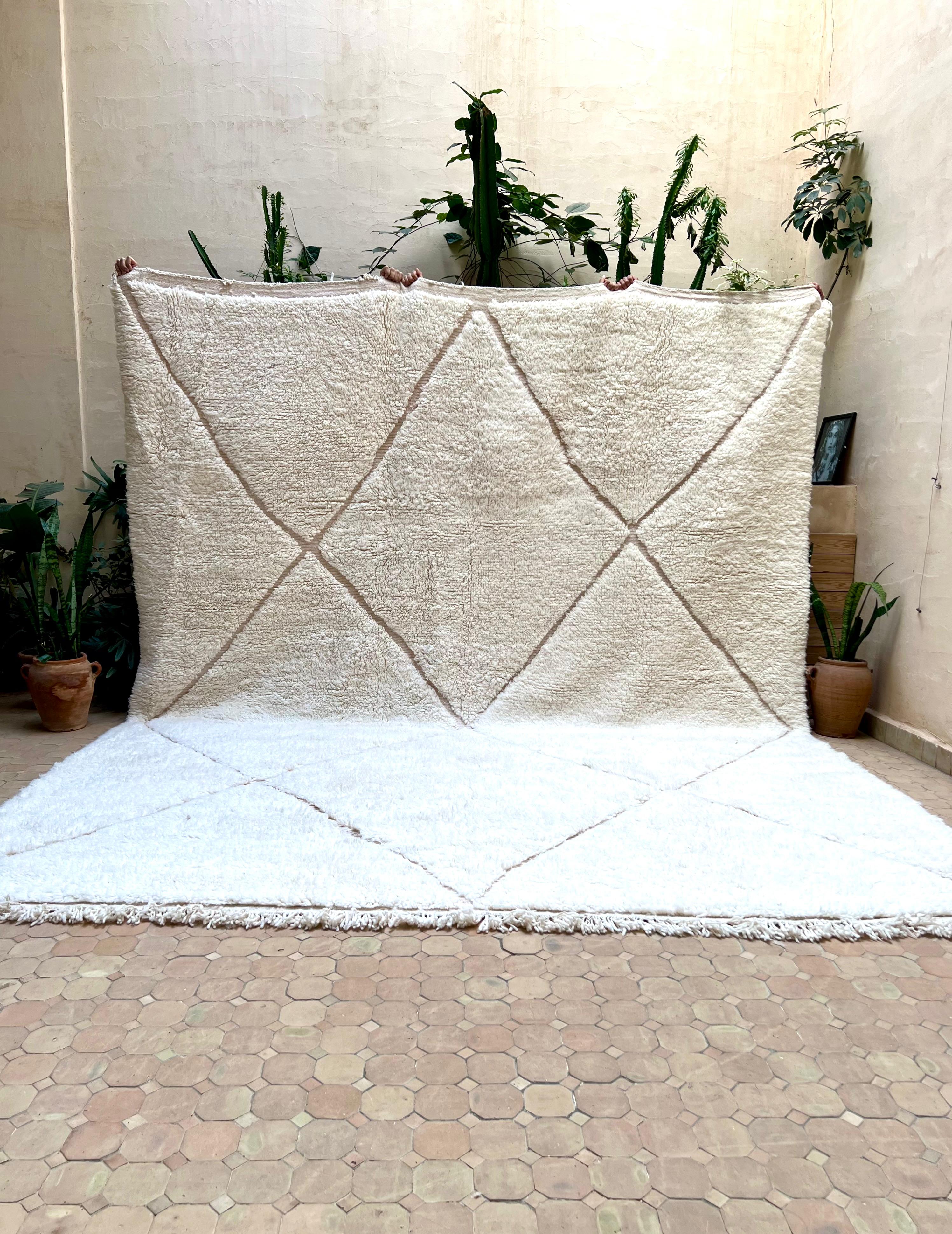Moroccan All White Rug 380x310cm