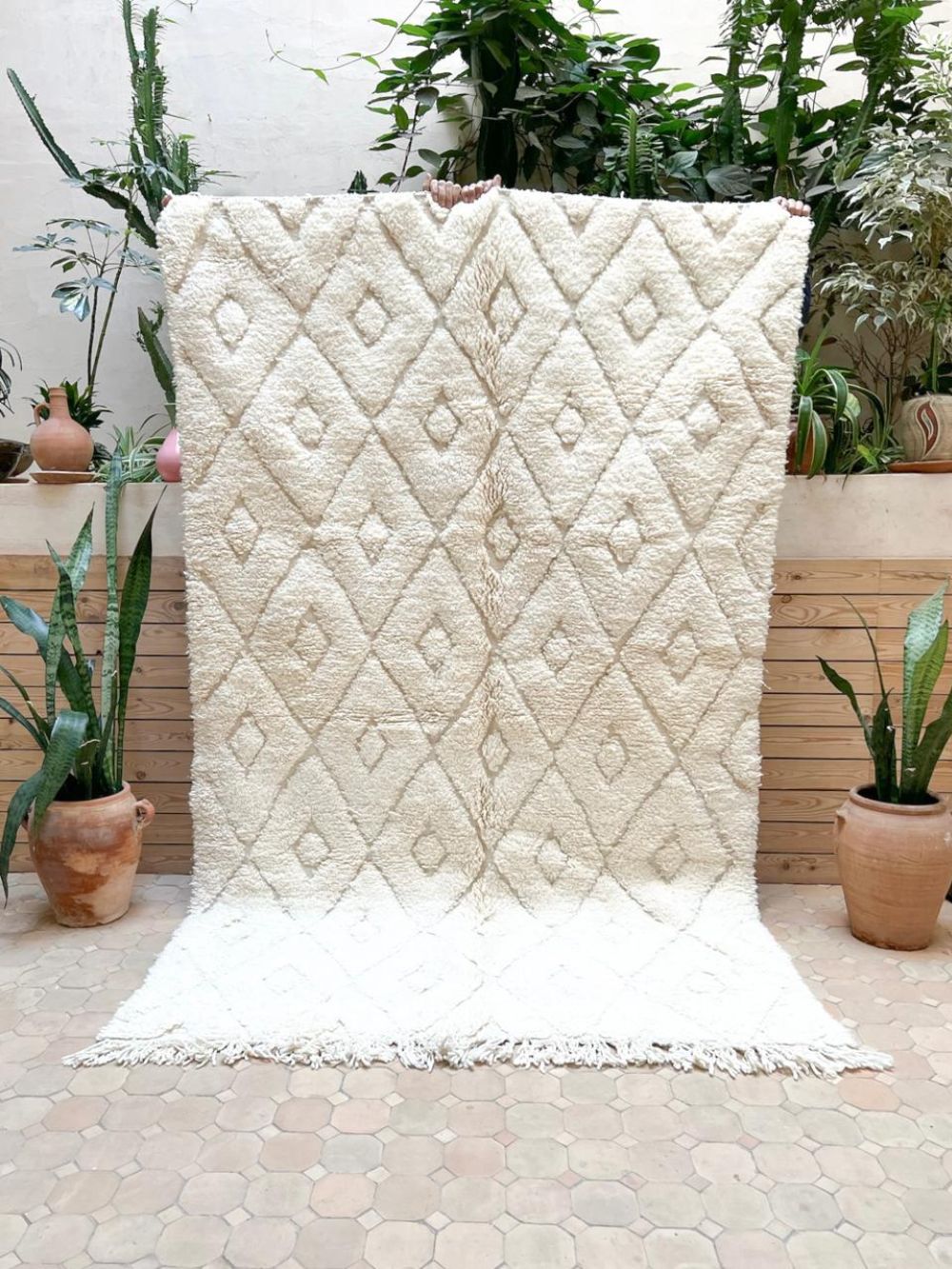 Moroccan All White Rug 235x145cm