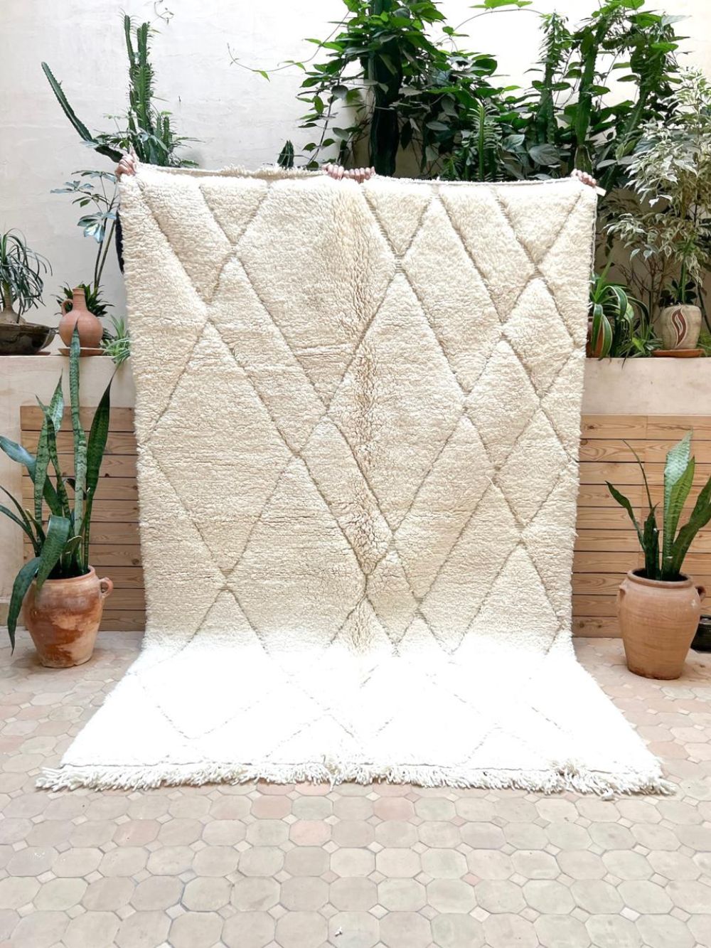 Moroccan All White Rug 260x160cm