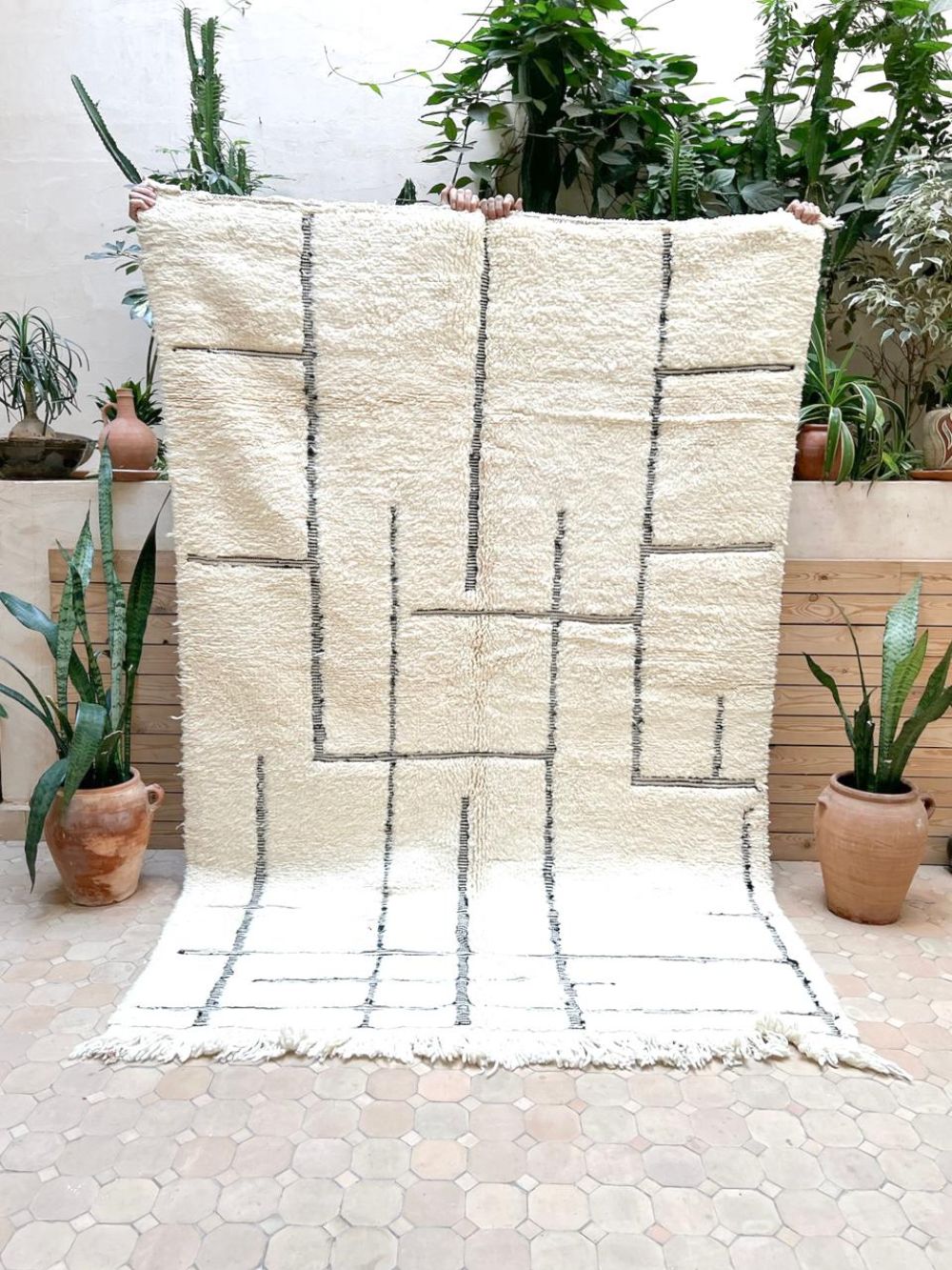 Moroccan Black & White Rug 250x160cm