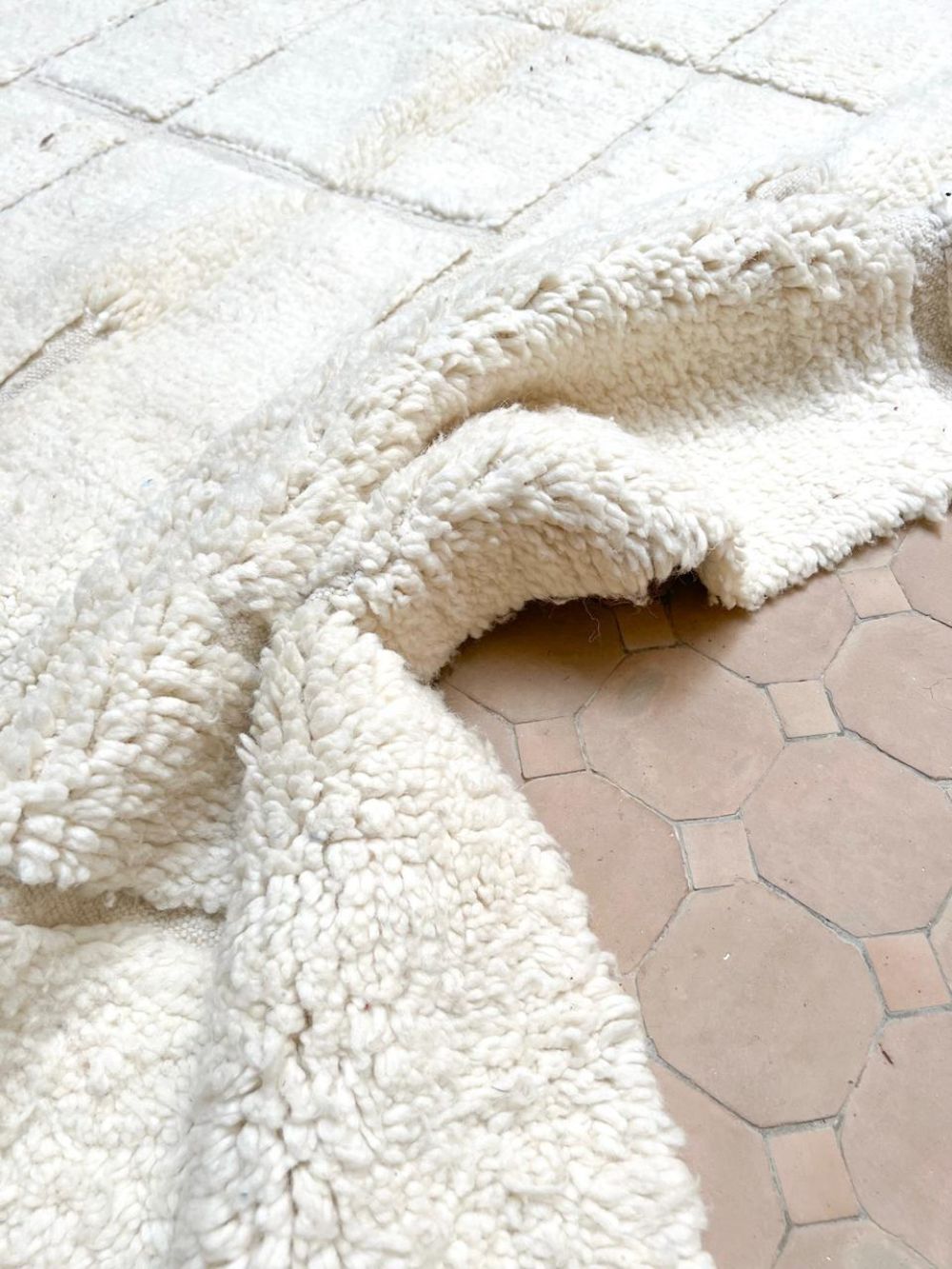 Moroccan All White Rug 240x155cm