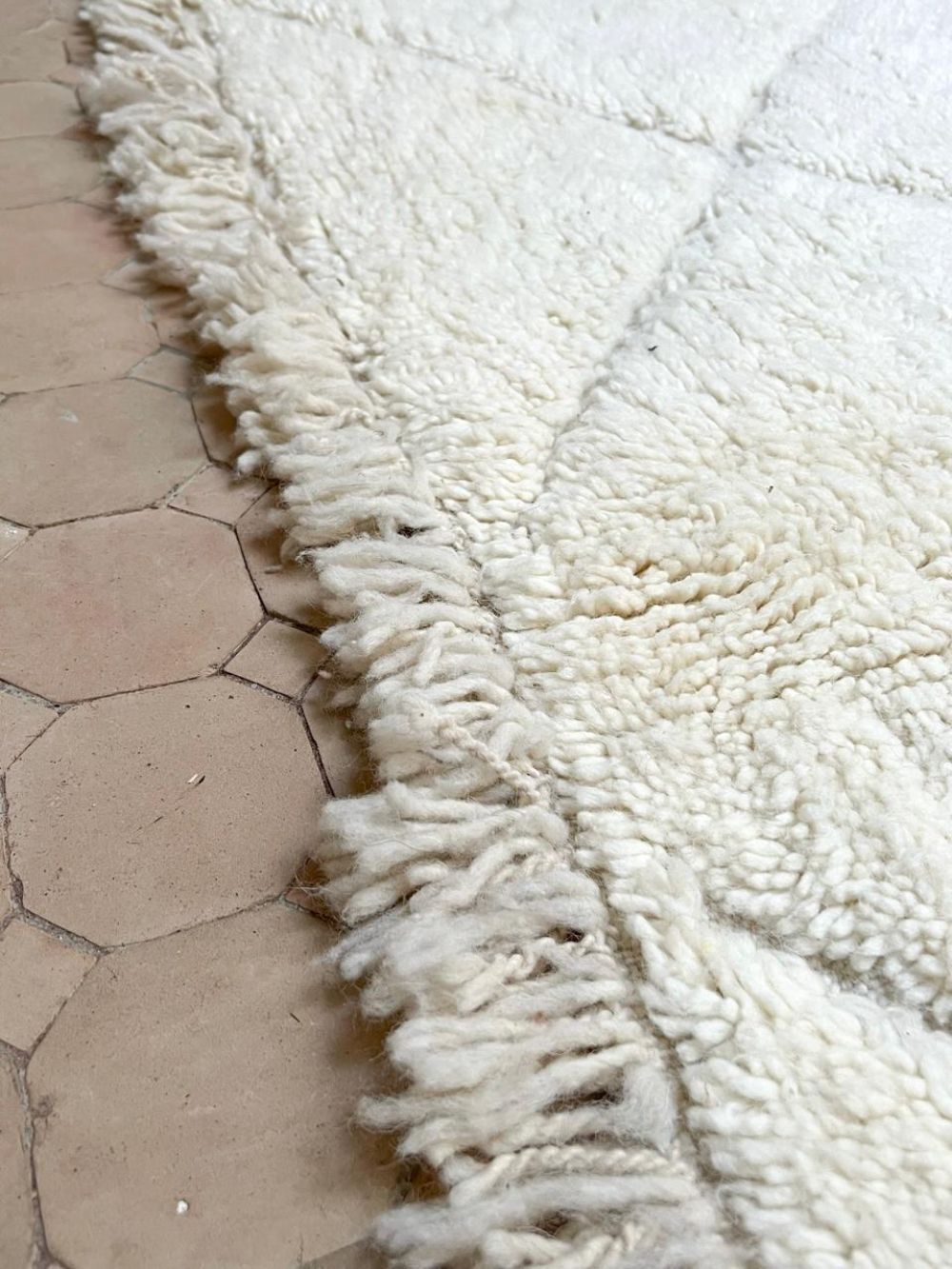 Moroccan All White Rug 245x155cm