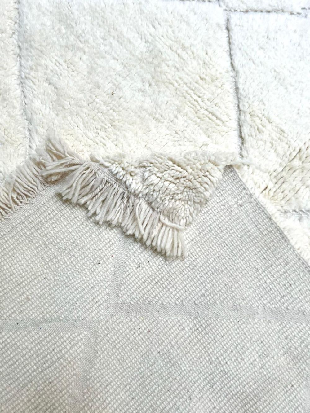 Moroccan All White Rug 245x155cm