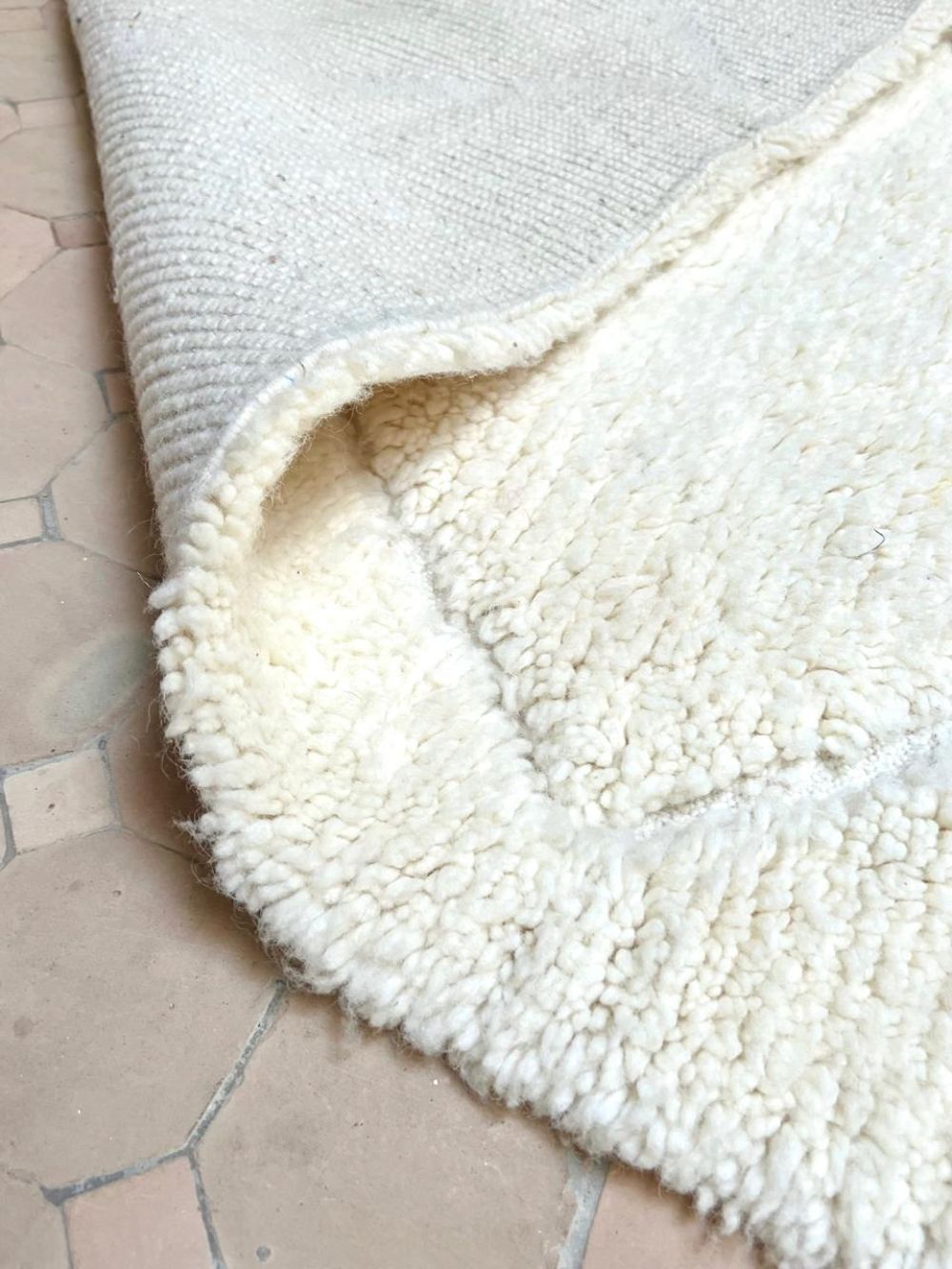Moroccan All White Rug 245x155cm