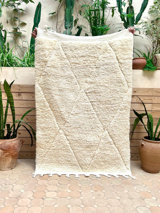 Moroccan All White Rug 145x100cm