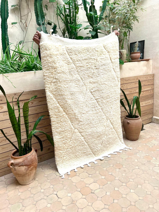Moroccan All White Rug 145x100cm