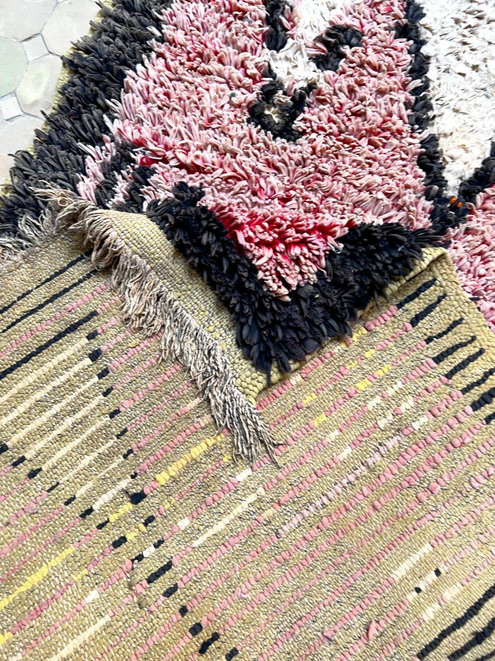 Marokkolainen vintage Boucherouite käytävämatto 380x100cm