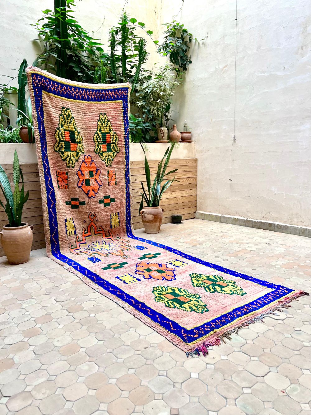 Marokkolainen vintage Boujaad käytävämatto matto 370x110cm