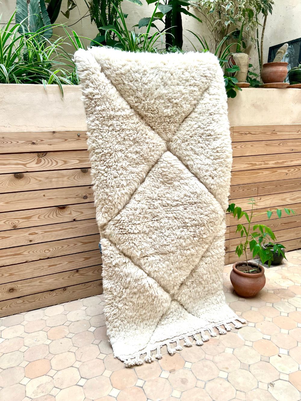 Moroccan All White Rug 130x60cm