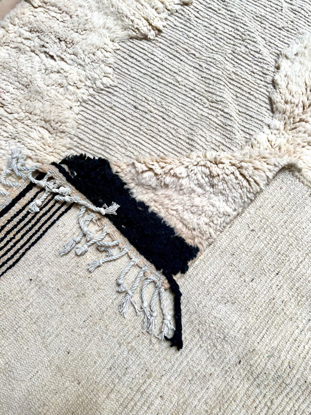 Moroccan Black & White Rug 240x145cm