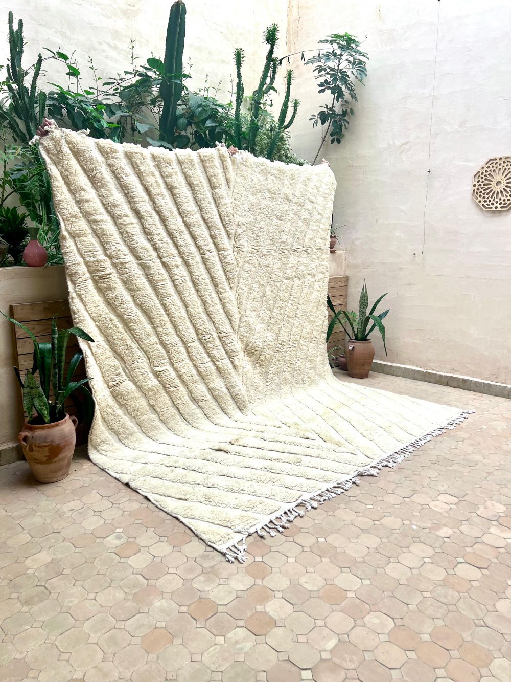 Moroccan All White Rug 295x245cm