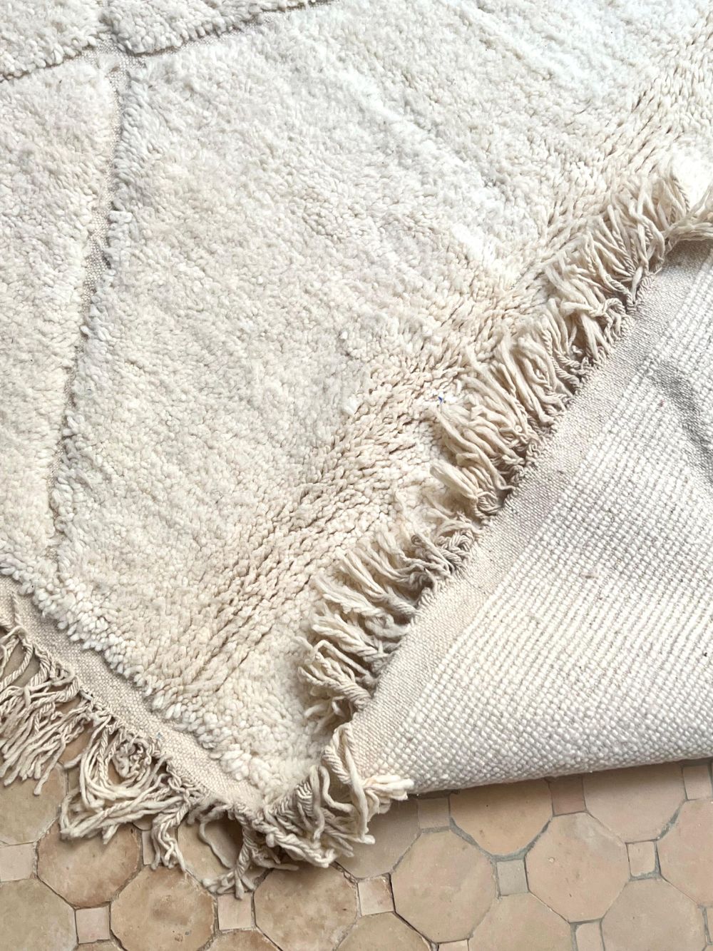 Moroccan All White Rug 300x205cm