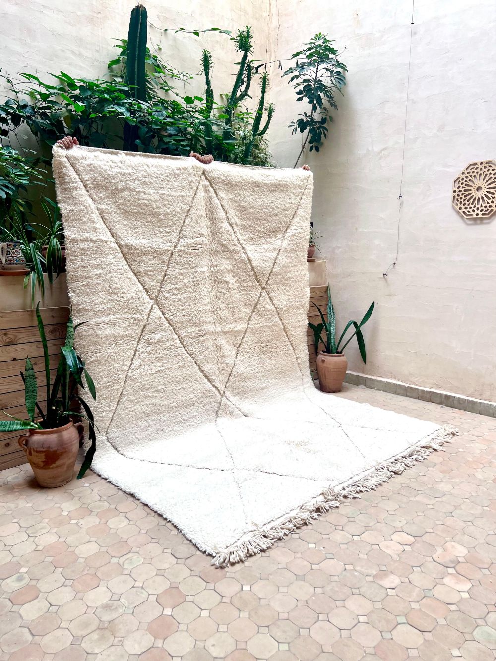 Moroccan All White Rug 300x205cm