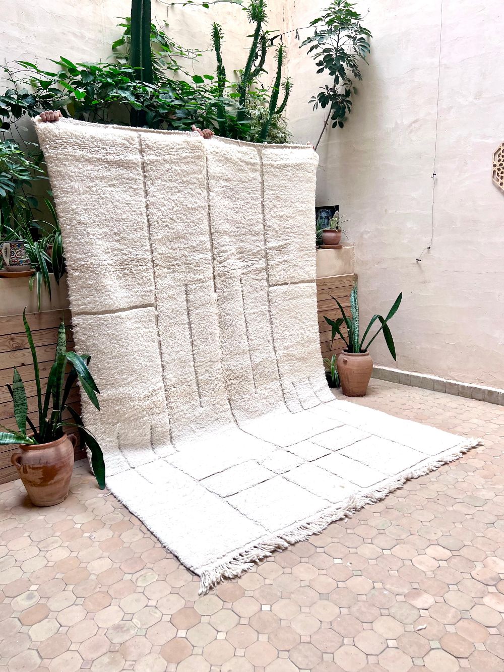 Moroccan All White Rug 300x195cm