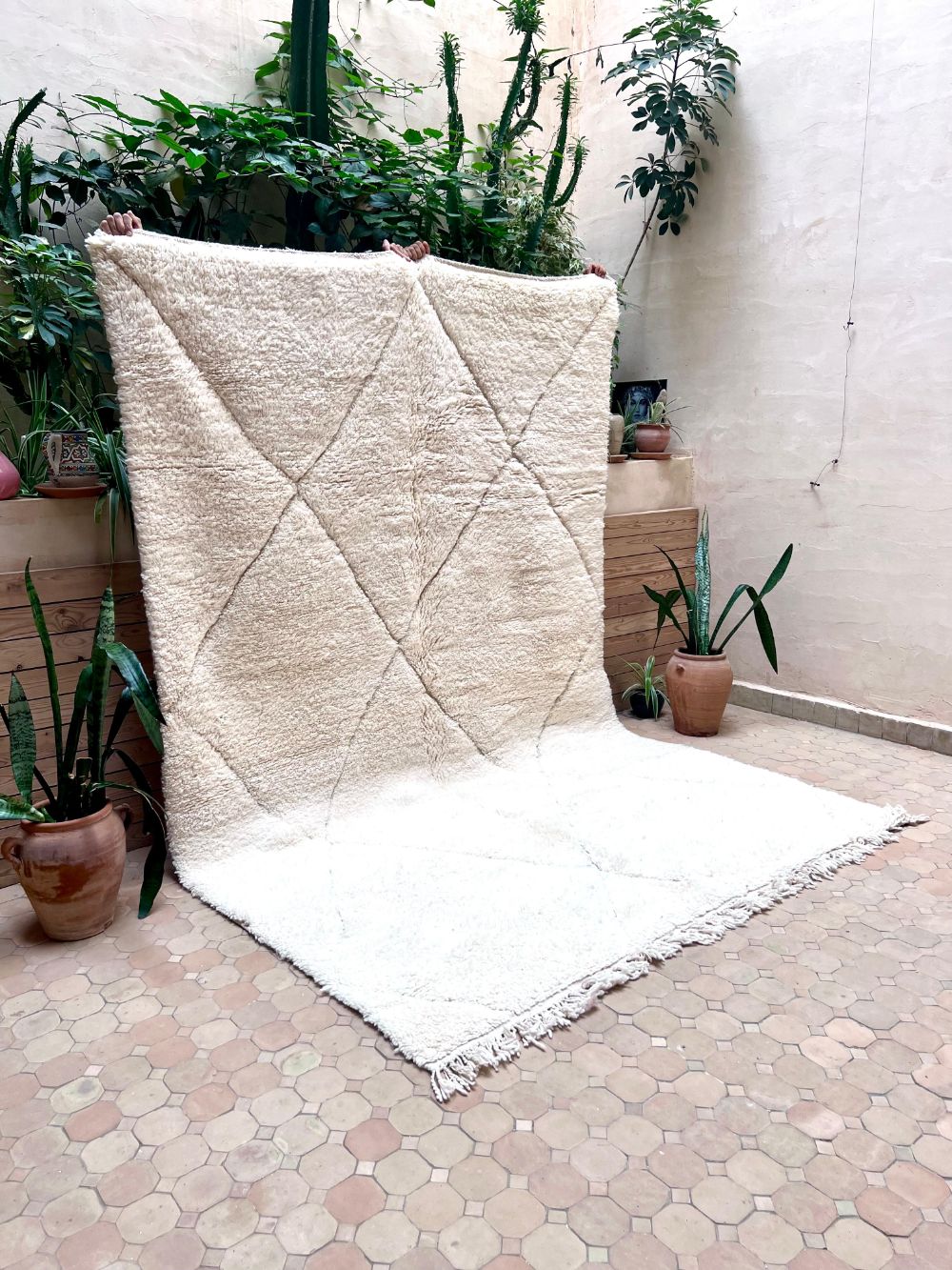 Moroccan All White Rug 295x195cm