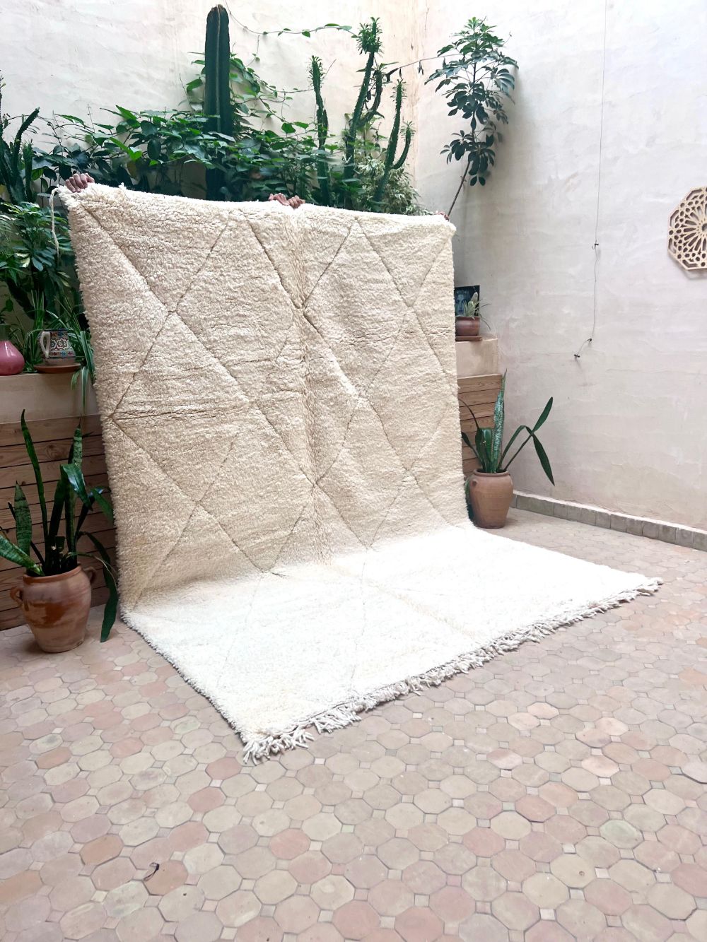 Moroccan All White Rug 300x210cm