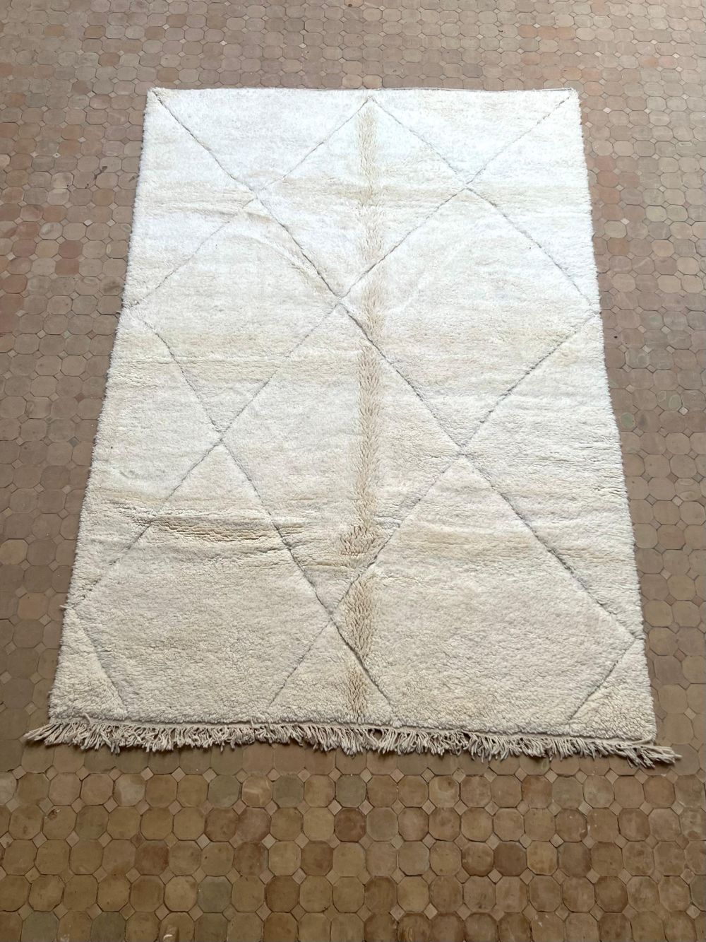 Moroccan All White Rug 295x195cm