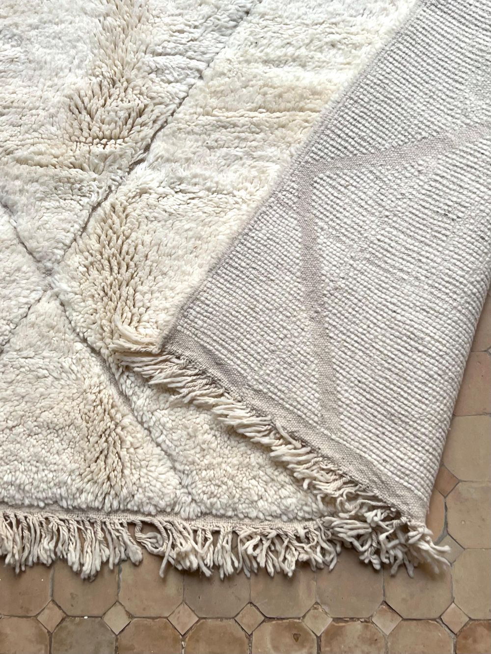 Moroccan All White Rug 295x195cm