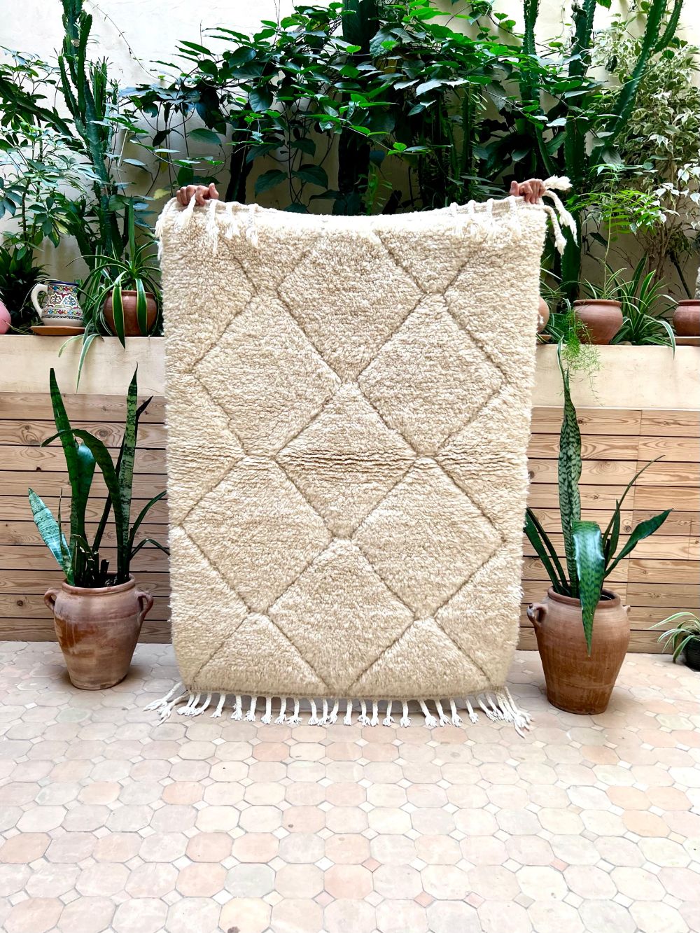 Moroccan All White Rug 150x115cm