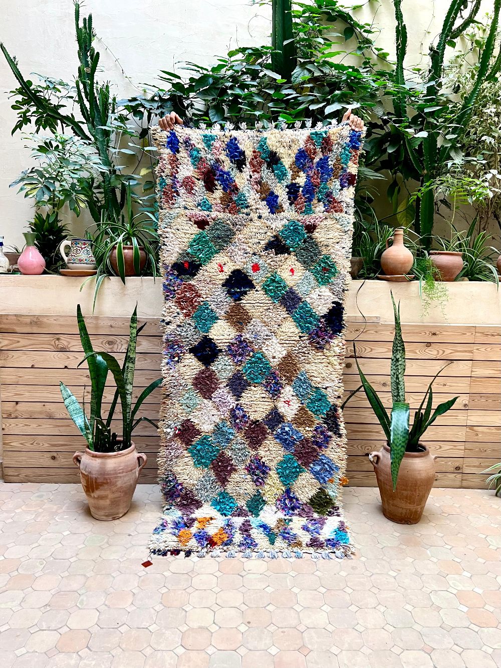 Moroccan Vintage Boucherouite Rug 210x95cm