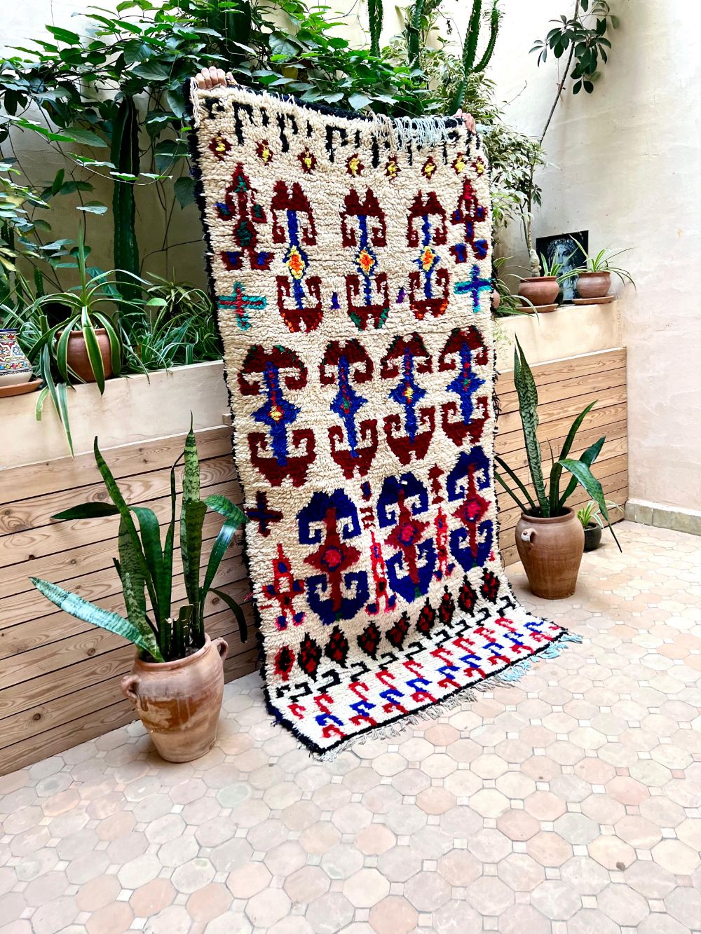 Marokkolainen vintage Azilal-matto 215x105cm