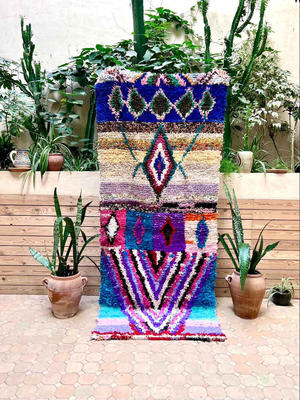 Moroccan Vintage Boucherouite Rug 225x95cm