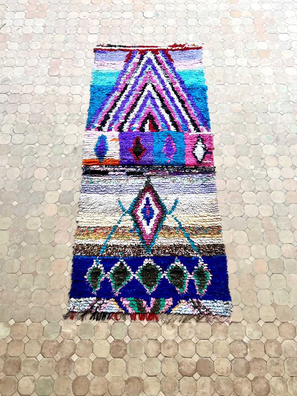 Moroccan Vintage Boucherouite Rug 225x95cm