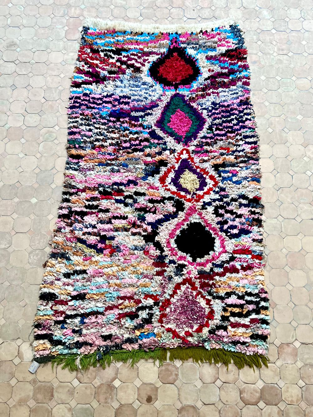 Moroccan Vintage Boucherouite Rug 210x110cm