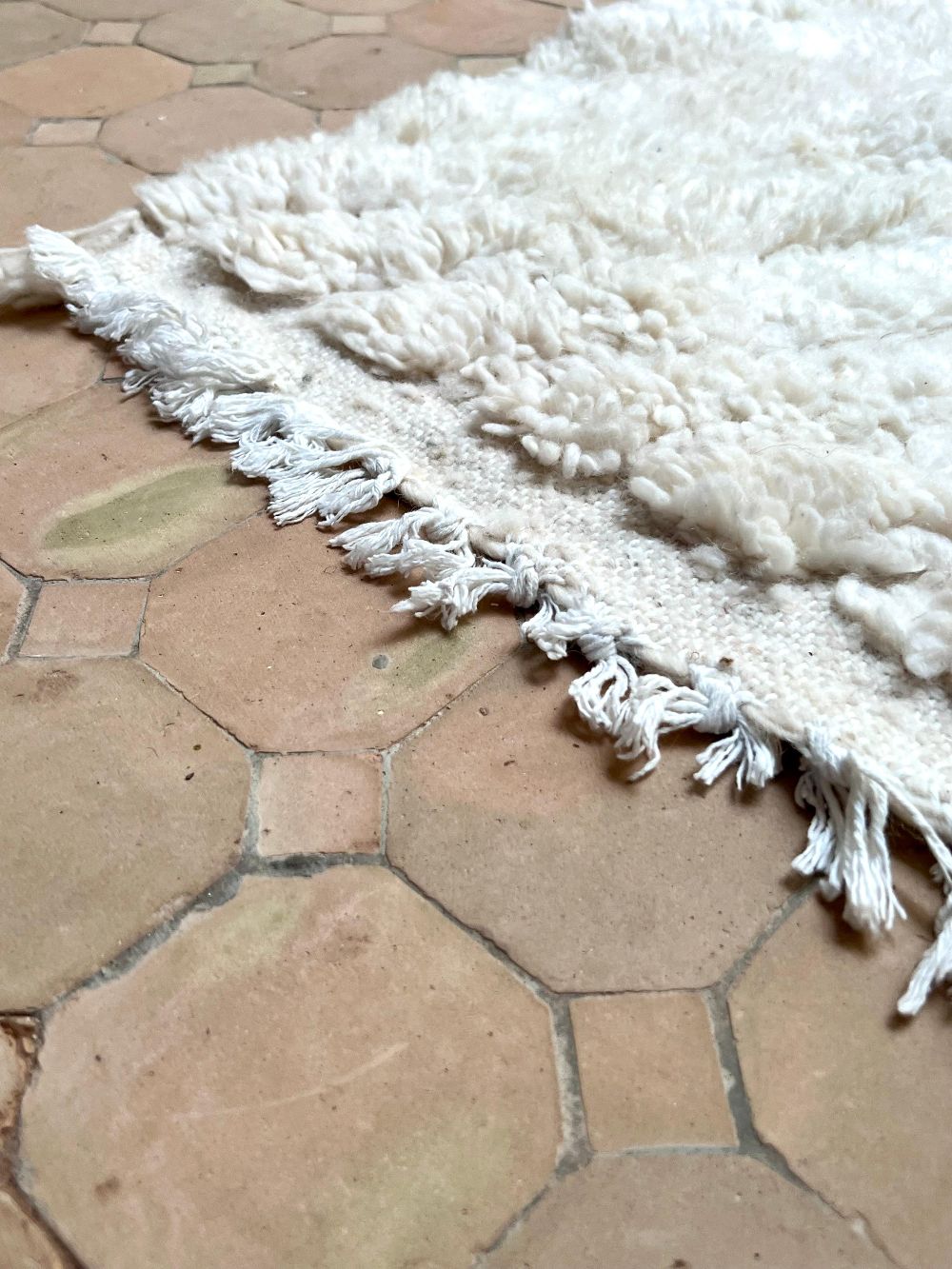 Moroccan All White Rug 95x55cm