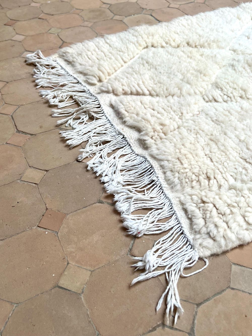 Moroccan All White Rug 90x60cm
