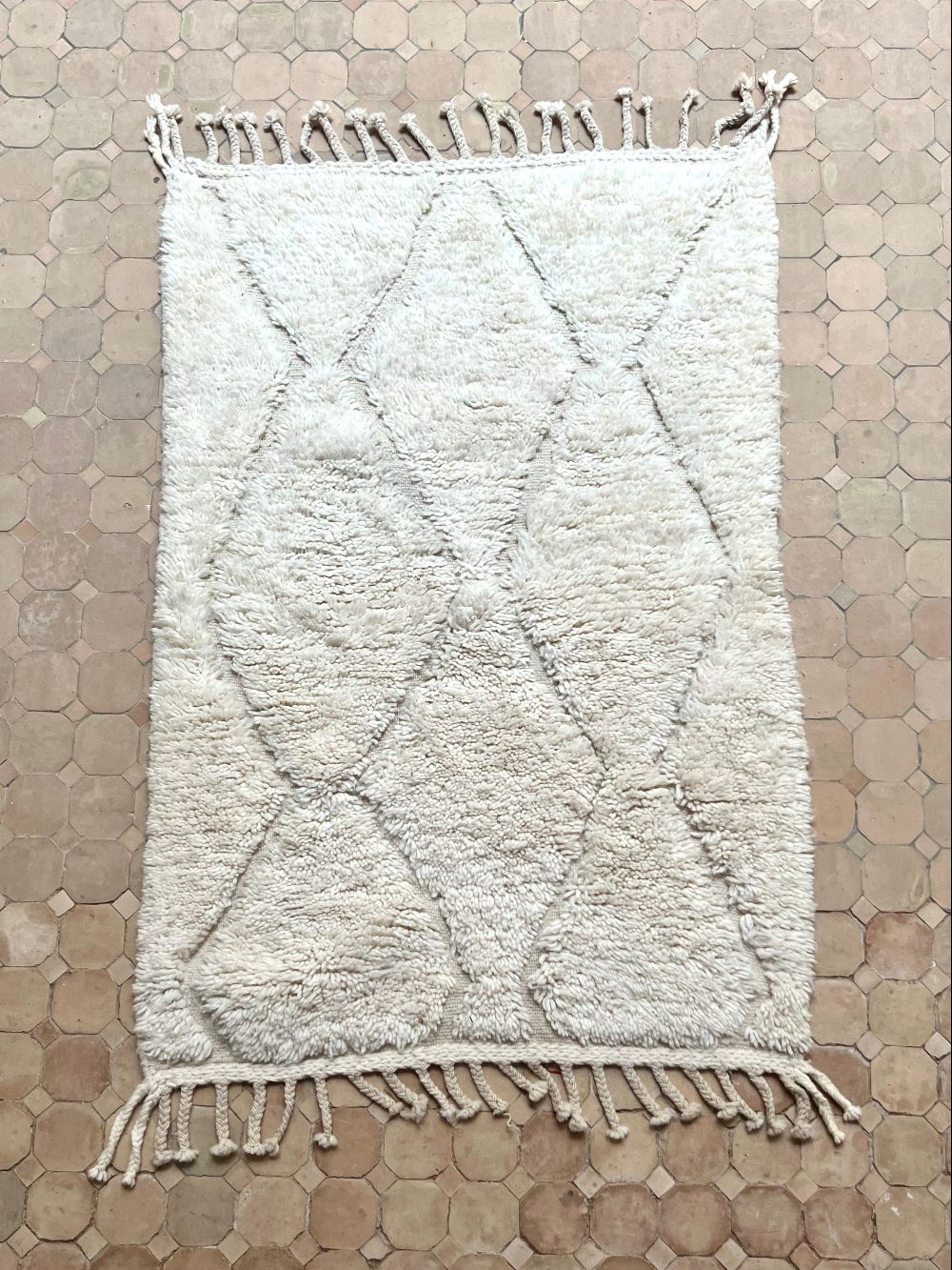 Moroccan All White Rug 150x110cm