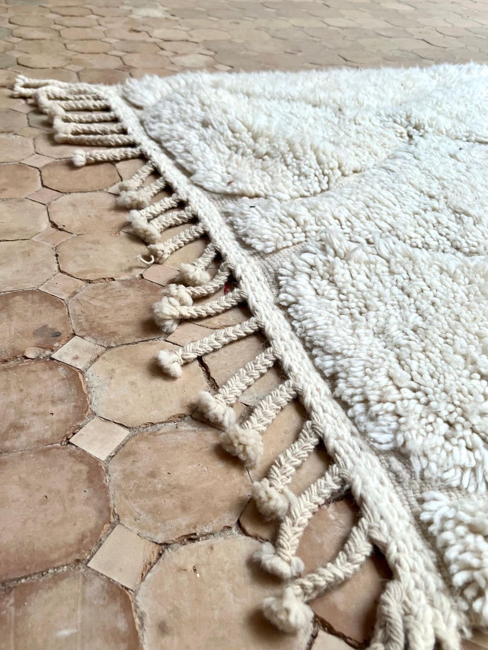 Moroccan All White Rug 150x110cm